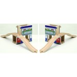 Statie de Marfa - Tunel - Pod cu 2 trasee - Set din lemn Maxim Enterprise Rail Road 